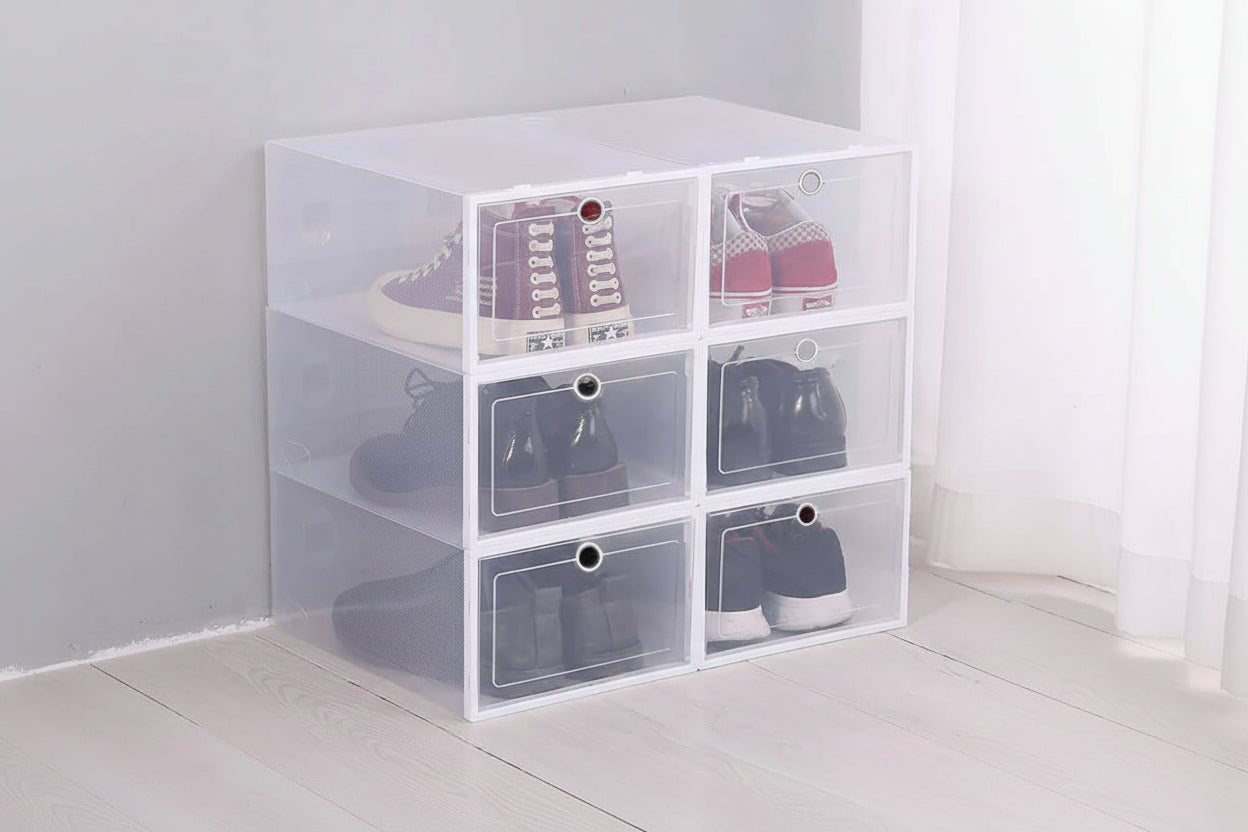 Lot de 6 Boîtes à Chaussures Transparentes Empilables