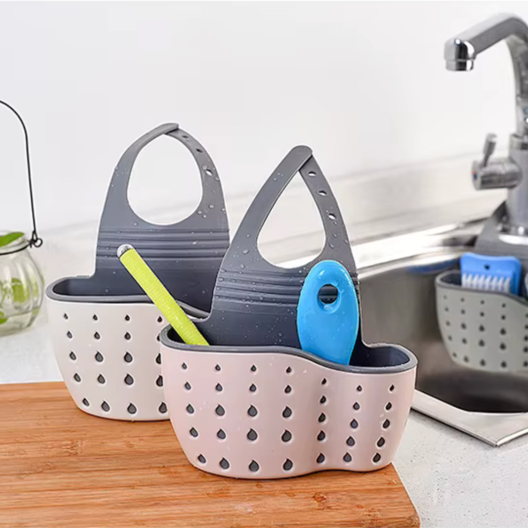 Organisateur mural cuisine et salle de bain sans perçage avec éponges et accessoires