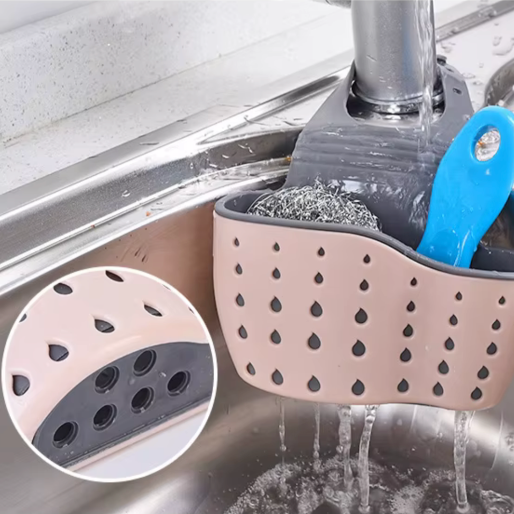 Porte-éponge évier avec drainage rapide évite moisissures